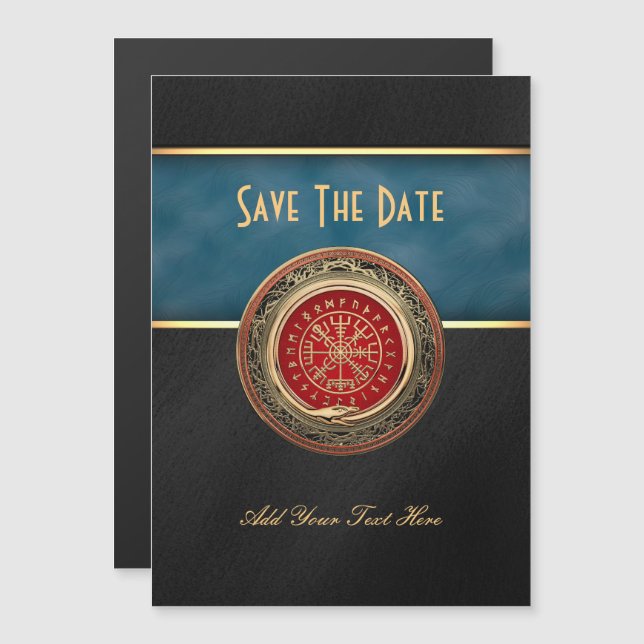 Invitation Magnétique [100] Vegvisir - Viking Gold Magic Runic Compass (Devant / Derrière)