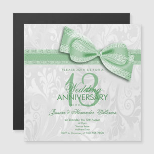 Invitation Magnétique 13e Anniversaire de Mariage en Dentelle Damassé et