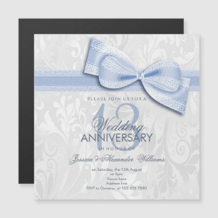 Invitation Magnétique 13e Anniversaire de Mariage en Dentelle Damassé et
