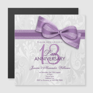 Invitation Magnétique 13e anniversaire de mariage en dentelle Damassé et