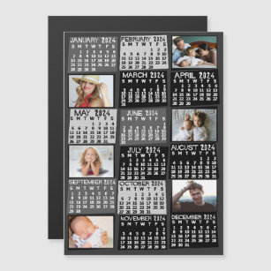 Invitation Magnétique 2024 Année civile Black Mod Custom Photo Collage