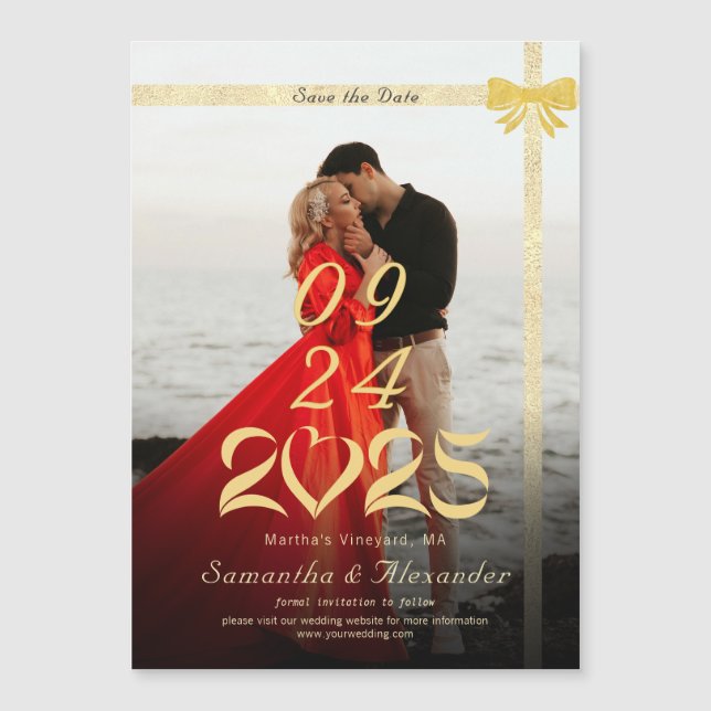 Invitation Magnétique 2025 Mariage simple moderne Enregistrer la date 1  (Devant)