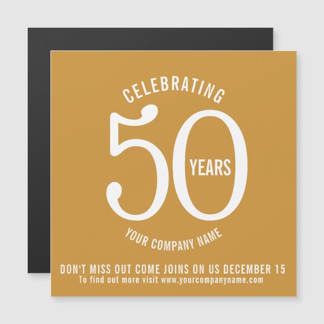 Invitation Magnétique 50 ans anniversaire de l'entreprise enregistrer la (Devant / Derrière)