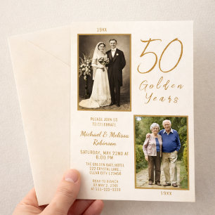 Invitation Magnétique 50e anniversaire photo des années dorées