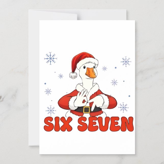 Invitation Magnétique 6 7 Six Seven Main Génération Z Alpha Oie Noël (Recto)