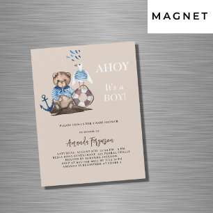 Invitation Magnétique Ahoy c'est un garçon en peluche marin Baby shower 