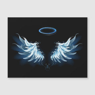 Invitation Magnétique Ailes d'angle brillant bleu sur arrière - plan noi