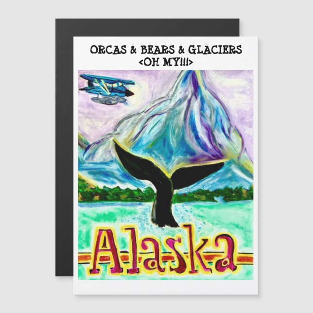 Invitation Magnétique Aimant de porte de croisière Alaska (Devant / Derrière)