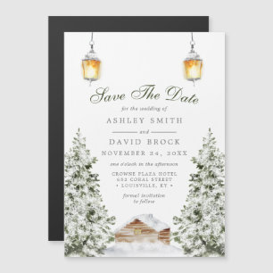 Invitation Magnétique Aimant de sauvegarde de date de cabine d'hiver N