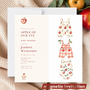 Invitation Magnétique Aimant Pomme de notre oeil Baby shower aquarelle
