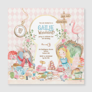 Invitation Magnétique Alice Aventures dans Woderland Anniversaire Tea Pa
