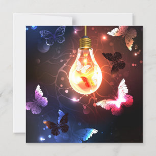 Invitation Magnétique Ampoule lumineuse avec papillons nocturnes