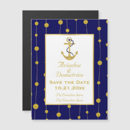 Invitation Magnétique Ancrage en feuille d'or mariage nautique Enregistr