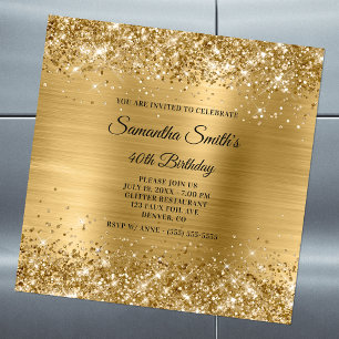 Invitation magnétique anniversaire 40 ans Glittery