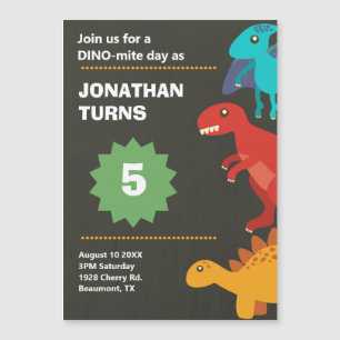 Invitation Magnétique Anniversaire de enfant de dinosaures moderne