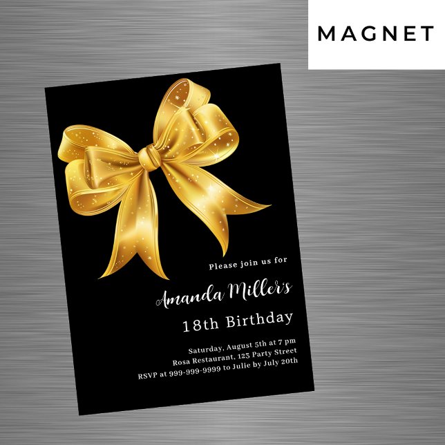Invitation Magnétique Anniversaire de luxe en or noir (Créateur téléchargé)