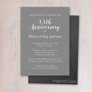 Invitation Magnétique Anniversaire de Mariage - Fête Gris Blanc