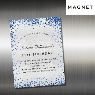 Invitation Magnétique Anniversaire marine bleu parties scintillant luxe