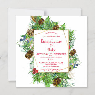 Invitation Magnétique Aquarelle captivante Noël Mariage de verdure