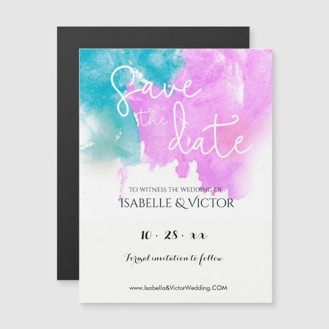 Invitation Magnétique Aquarelle Design moderne Calligraphie (Devant / Derrière)