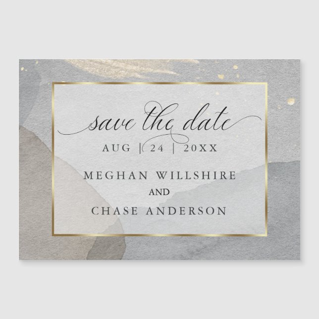 Invitation Magnétique Aquarelle éclaboussée sur pierre de granit Enregis (Devant)
