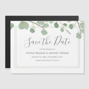 Invitation Magnétique Aquarelle Eucalyptus Enregistrer la date
