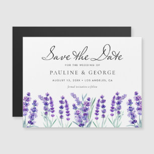 Invitation Magnétique Aquarelle Lavande Fleurs florales Enregistrer la d