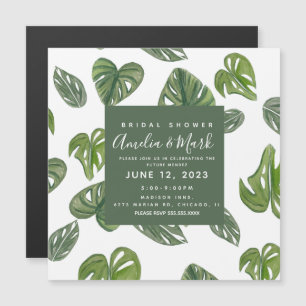 Invitation Magnétique Aquarelle main Monstera Adansonii Leaf