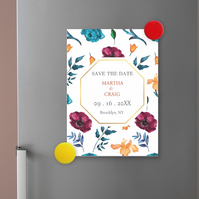 Invitation Magnétique Aquarelle mexicaine Fiesta Flower Mariage Enregist (Créateur téléchargé)