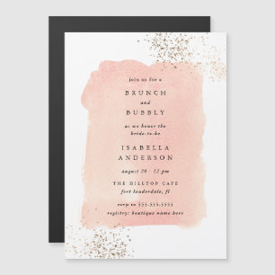 Invitation Magnétique Aquarelle rose pâle Fête de l'mariée de brunch à b