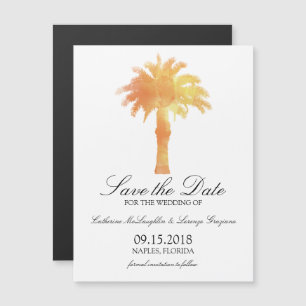 Invitation Magnétique Aquarelle Serene Palm Tree Enregistrer la date