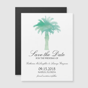 Invitation Magnétique Aquarelle Serene Palm Tree Enregistrer la date