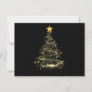 Invitation Magnétique Arbre de Noël drôle en or Joyeux Noël Pyjama