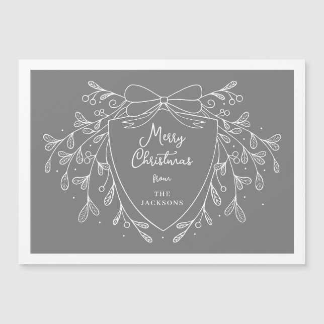 Invitation Magnétique Arbre de Noël gris ligne blanche (Devant)
