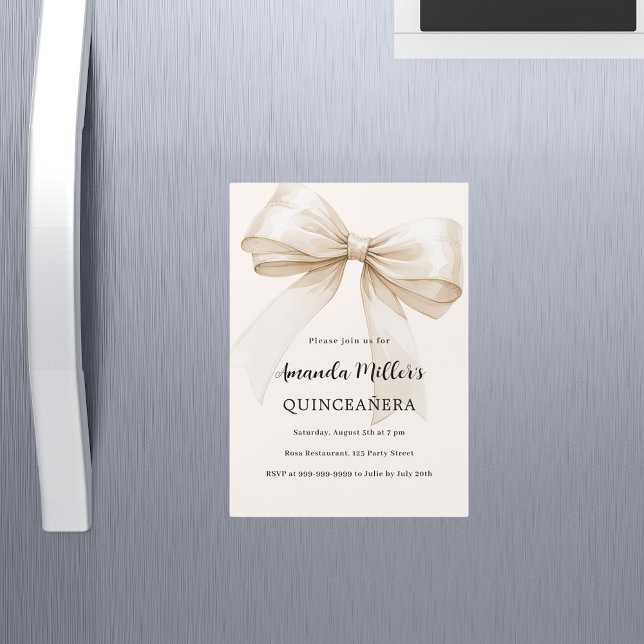 Invitation Magnétique Arc crème beige Quinceanera luxe (Créateur téléchargé)