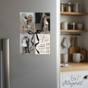Invitation Magnétique Arche Watercolor Noir 3 Photo Mariage Save the Dat