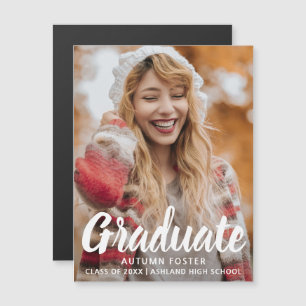 Invitation Magnétique Audacieuse Typographie Photo Moderne Graduation