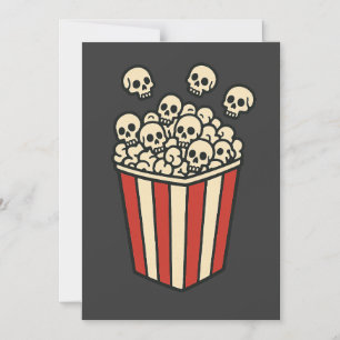 Invitation Magnétique Autocollant Boîte de Popcorn Crânes 