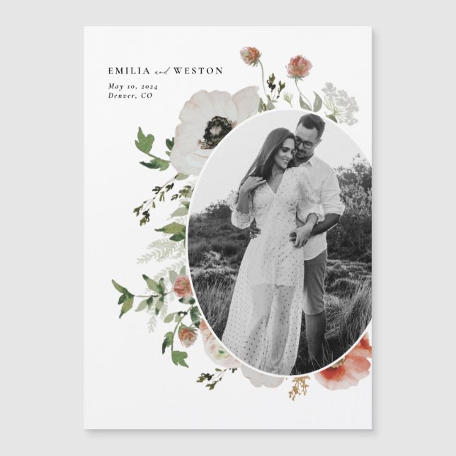 Invitation Magnétique Automne Mariage de automne bohème Enregistrer l'ai (Devant)