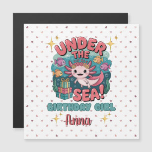 Invitation Magnétique Axolotl Sous la mer Anniversaire Girl Cute Océan