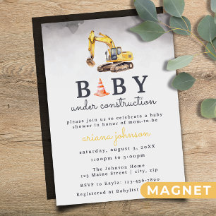 Invitation Magnétique Baby shower bébé en construction