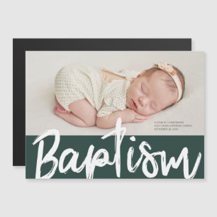 Invitation Magnétique Baptême Photo personnalisée simple et moderne