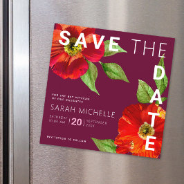 Invitation Magnétique Bat mitzvah Date de sauvegarde Bourgogne Floral Aq