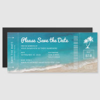 Beach Wedding Boarding Pass Mer Turquoise Enregist