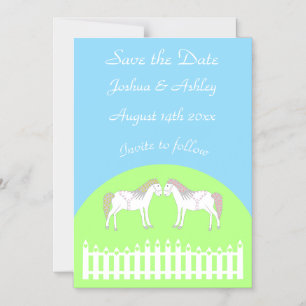 Invitation Magnétique Beaux Chevaux Mariages blancs Sauvez la date