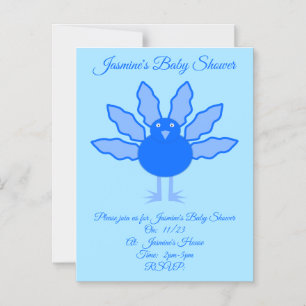 Invitation Magnétique Bébé bleu mignon garçon Thanksgiving Turquie Baby 