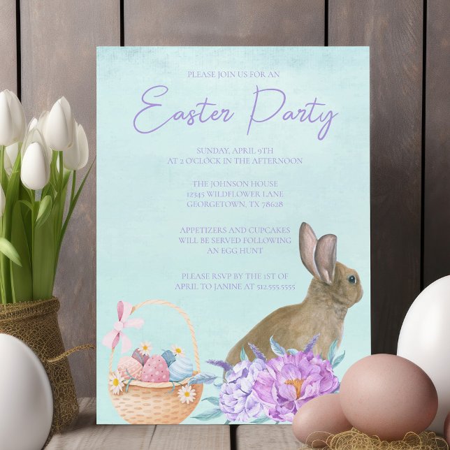 Invitation Magnétique Belle Lapin Lapin Pastel Floral Fête de Pâques (Créateur téléchargé)
