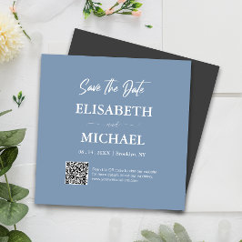 Invitation Magnétique Bleu Dusty Minimal Enregistrer La Date Mariage Cod