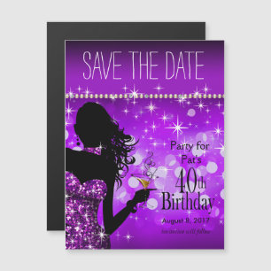 Invitation Magnétique Bling Bombshell Sparkle Enregistrer la date pourp