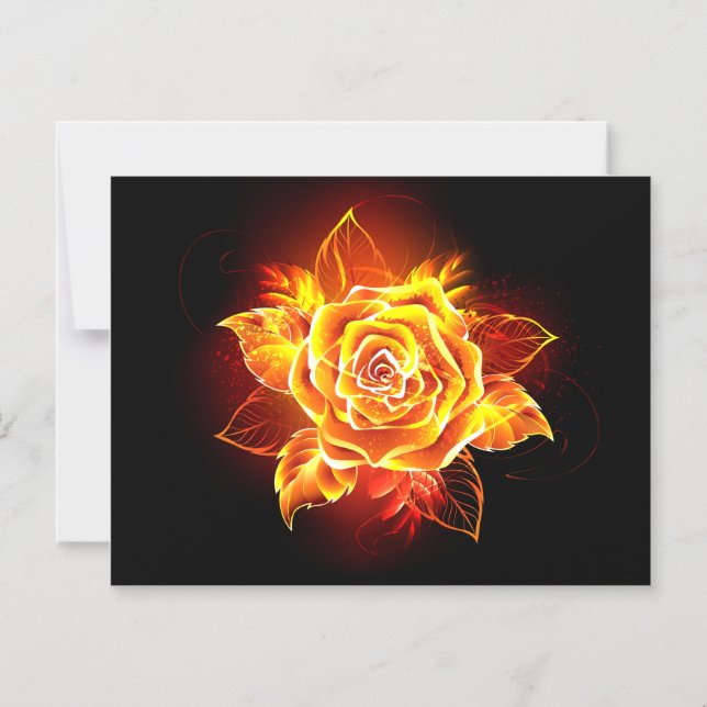 Invitation Magnétique Blooming Fire Rose (Recto)